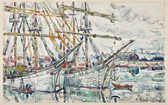 Saint-Malo. les terre-neuviers by Paul Signac, 1928, Aquarelle et crayon sur papier, sold Apr 2023