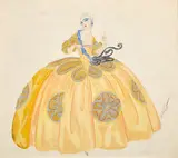 Patricienne vénitienne de la série Venise au XVIII by Romain de Tirtoff Erte, 1919, Gouache et peinture argentée sur papier, sold Apr 2023