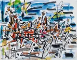 Sulkys à Vincennes by Gen Paul, Gouache sur papier, sold Apr 2023