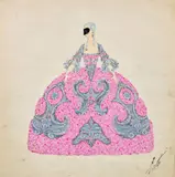 Première Dame de la série Venise au XVIIIe siècle by Romain de Tirtoff Erte, 1919, Gouache et peinture argentée sur papier, sold Apr 2023