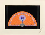 Tableau espagnol, décor "L'éventail by Romain de Tirtoff Erte, 1924, Gouache et peinture argentée sur papier, sold Apr 2023
