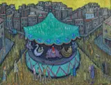 Manège by Juliette Roche, circa 1911-1912, Huile sur carton, sold Apr 2023