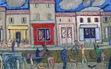 Boutiques à Saint-Rémy-de-Provence by Juliette Roche, circa 1945, Huile sur carton, sold Apr 2023