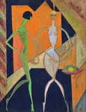Deux danseuses nues by Juliette Roche, circa 1918, Huile sur carton, sold Apr 2023