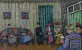 Salle d'attente by Juliette Roche, circa 1912, Huile sur toile, sold Apr 2023