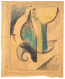 Nature morte avec bouteille (étude) by Albert Gleizes, circa 1915, Crayons de couleur sur calque, sold Apr 2023
