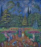 Jardin public by Juliette Roche, circa 1911-1912, Huile sur toile, sold Apr 2023