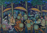 Terrasse du Scossa, Paris by Juliette Roche, 1936, Huile sur carton, sold Apr 2023
