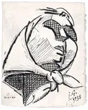 Visage de paysanne by Julio González, 1938-1940, Encre de Chine sur papier, sold Apr 2023