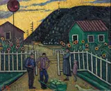 Passage à niveau à Andance by Juliette Roche, 1911, Huile sur toile, sold Apr 2023