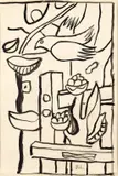 Composition à l'oiseau by Fernand Léger, 1953, Encre de Chine sur calque contrecollé sur papier marouflé sur toile, sold Apr 2023