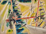 Sur les mats by Édouard Pignon, 1953, Aquarelle sur papier, sold Apr 2023