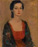 Portrait de Chantal Frorup by Christo, 1957, Huile sur toile, sold Apr 2023