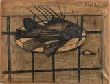 La rascasse by Bernard Buffet, 1950, Technique mixte sur papier marouflé sur toile, sold Apr 2023