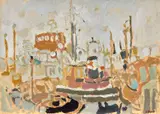 Le port d'Amsterdam by Pierre Coquet, Huile sur papier, sold Apr 2023