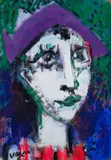 Arlequin by Bernard Lorjou, Acrylique sur papier, sold Apr 2023