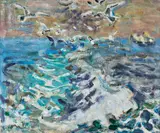 Les mouettes by Alexandre Garbell, 1965, Huile sur toile marouflée sur panneau, sold Apr 2023