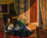 L'homme au journal by Georges Bauquier, 1967, Huile sur toile, sold Apr 2023