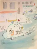 Y'a pas le feu ! by Jean-Marc Reiser, Aquarelle et encre de Chine pour l'illustration d'une scène humoristique d'une mère qui accouche. Signé. Excellent état., sold Feb 2023