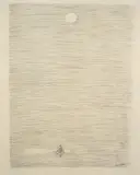 Un Cycliste dans la nuit by Jean-Jacques Sempé, Encre de Chine sur papier pour un dessin représentant un homme a vélo au clair de Lune. Signé et encadré. Excellent état, sold Feb 2023