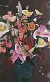 Bleeding Hearts by Hema Upadhyay, Gouache, arcylic, dry pastels, and photograph on paper, sold Jun 2009