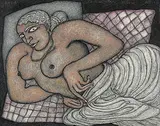 Untitled by Jogen Chowdhury, Pen and ink with pastel on paper, offered Jun 2009