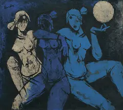 Untitled by M. F. Husain, Oil on canvas, sold Jun 2009