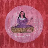 Within the Circle (the Flower Seller) by Rekha Rodwittiya, Acrylic and oil on canvas, sold Mar 2009