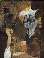 Two Faces by Vasudeo S. Gaitonde, Oil on canvas, sold Mar 2009