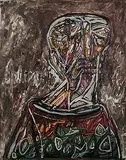 Head of an Old Man by F. N. Souza, Oil and ink on board, offered Mar 2009