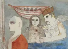 Flowers for a Pilgrim by Badri Narayan, Watercolour on paper, offered Mar 2009