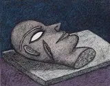 Head by Jogen Chowdhury, Pen and ink with pastel on paper, offered Mar 2009