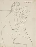 Untitled by F. N. Souza, Pen on paper, sold Mar 2009