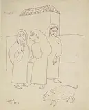 Untitled by F. N. Souza, Pen on paper, sold Mar 2009