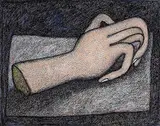 Hand by Jogen Chowdhury, Pen and ink with pastel on paper, offered Mar 2009