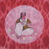 Within the Circle (The Papad Maker) by Rekha Rodwittiya, Acrylic and oil on canvas, sold Mar 2009