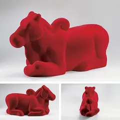 Nandi in Red by Arunkumar H G, Velvet on fiberglass, sold Mar 2009
