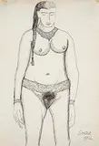 Untitled by F. N. Souza, Ink on paper, sold Dec 2008
