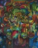 Speaking Tree by Ghulam Mohammed Sheikh, Oil on canvas, sold Dec 2008