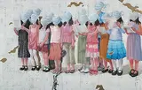 Song for Pace Kingdom by G.R. Iranna, Mixed media on tarpaulin, sold Dec 2008