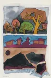 Landscape VI by M. F. Husain, Watercolour on paper, sold Dec 2008