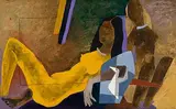 Untitled (Yellow Bride) by M. F. Husain, Oil on canvas, offered Dec 2008