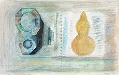 Objects from the Sketch Book by Prabhakar Barwe, Mixed media on paper, offered Dec 2008