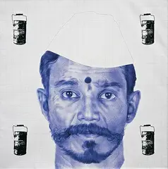 Untitled by Bose Krishnamachari, Ball pen and screen print on canvas, offered Dec 2008