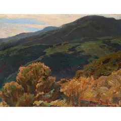 Chaparral Hills by Maynard Dixon, 1918, oil on canvas, sold Jun 2026