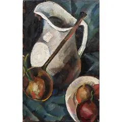 Untitled (Still Life with Pitcher and Onions) by Karl Baumann, 1930, oil on panel, sold Jun 2026