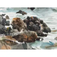 Untitled (Coastal Scene) by Maurice Logan, watercolor, sold Jun 2026