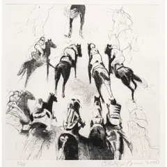 Derby by Christopher Brown, 2000, drypoint etching, sold Jun 2026
