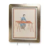 after Pu-Qua (Chinese by John Dadley, 1799, engraving on paper titled A Woman Embroidering, sold Jul 2026