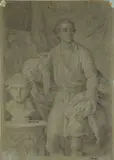 Portrait du sculpteur Johannes Wiedewelt (1731-1802) by Peder Als, Crayon noir et craie blanche sur papier bleu, sold Feb 2023